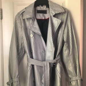 Tommy Hilfiger Belted Oxford-Striped Trench Coat